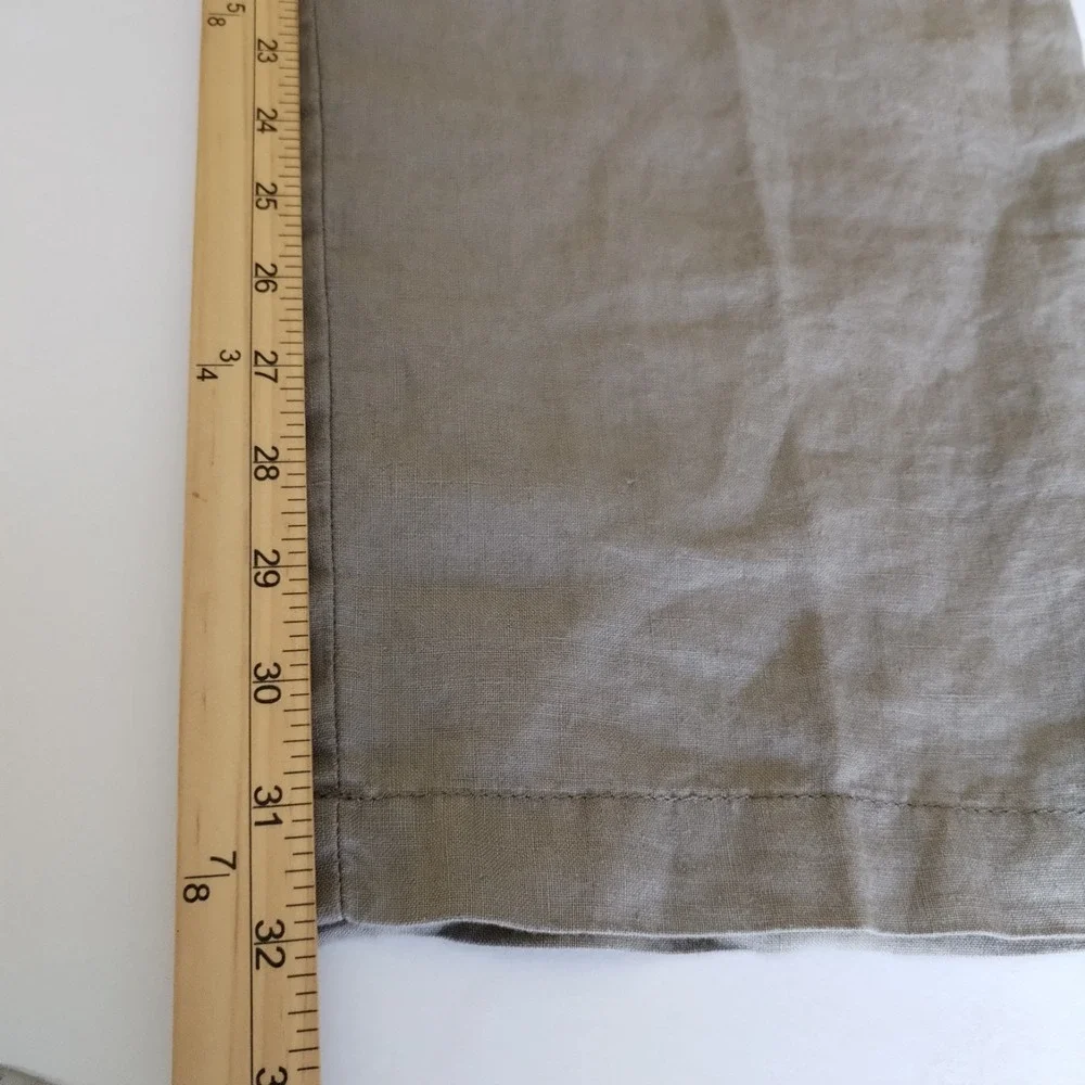 Caribbean Mens Linen Pants 36x32 (Fits 34x32) Tan Beige Elastic Waist Flat Front